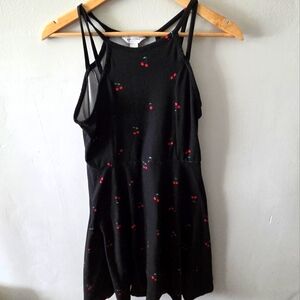 Black Dress with Cherry Print